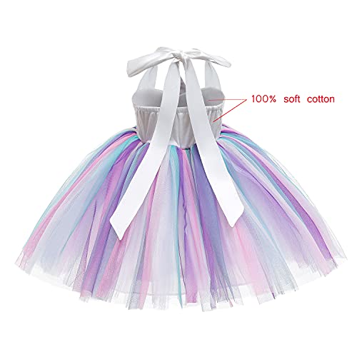 Sequin Unicorn Dress for Girls Princess Unicorn Costume Toddler Birthday Party Rainbow Tutu Dress Up Clothes with Headband