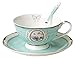 Jusalpha Vintage Blue Bone China Teacup Spoon and Saucer Set TCS05