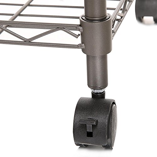 Bluefringe Wire Shelving with 5-Tier Metal Shelf Storage Rack Garage Shelf Heavy Duty Metal Shelves,Multipurpose Shelf Display Rack with Wheels (19" L x 13" W x 61" H) - Thumbnail 3