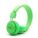 Multifunction Headphones with Radio and Micro SD Card Player, GranVela A809 Foldable Hi Definition Headset with Detachable Cable and In Line Mic for Girls, Boys,Kids and Adults -Bright Green