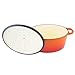 Zelancio Cookware 6-Quart Enameled Cast Iron Oval Dutch Oven Cooking Dish with Skillet Lid, Tangerine Orange