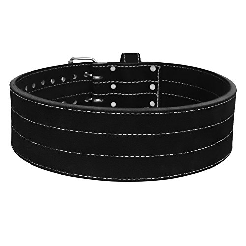 Power lifting Belt Suede Leather Double Prong Power Belt Bodybuilding belt - 4 Inches Wide, 10 MM thick - Weightlifting Belt Maximum Support & Protection- Optimal for Powerlifting 1 YEAR WARRANTY!!!!