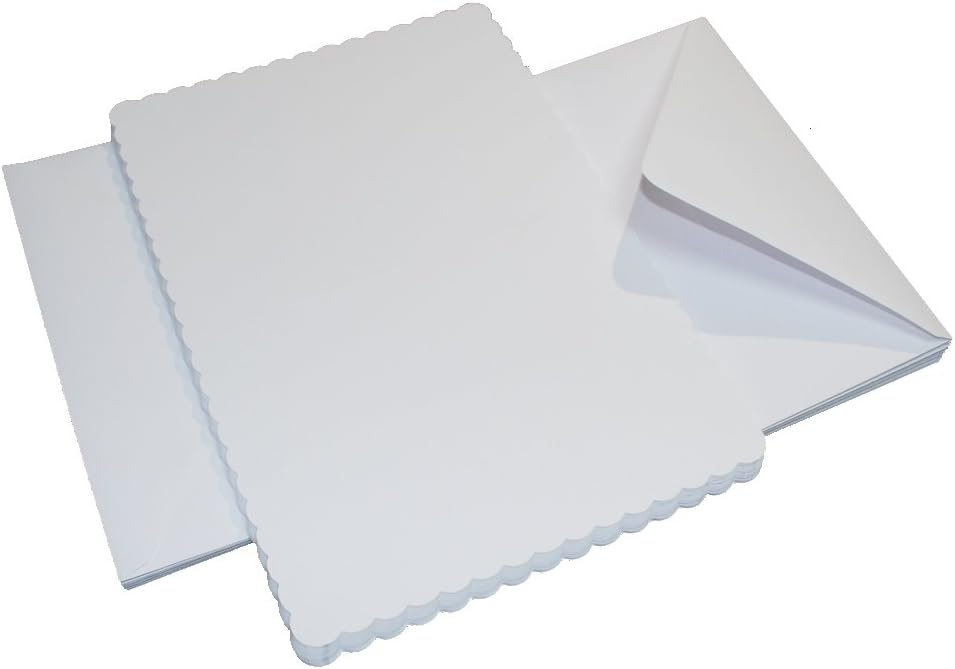 Craft UK 838 C5 Scalloped Card and Envelope pack of 25 - White,21 cm, white scalloped