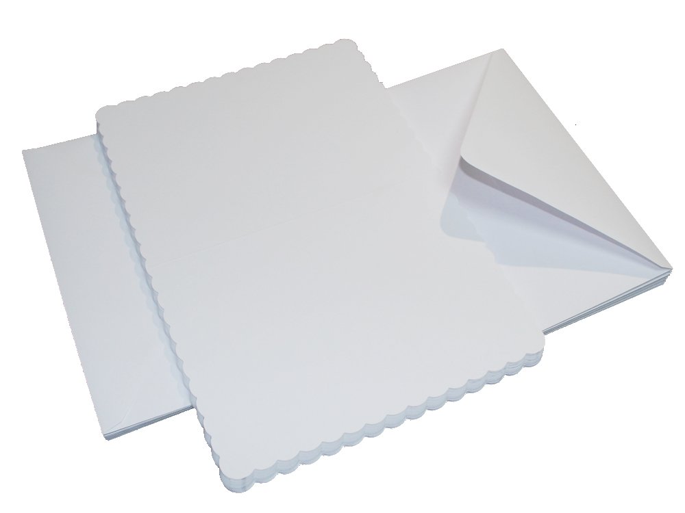 Craft UK 838 C5 Scalloped Card and Envelope pack of 25 - White,21 cm