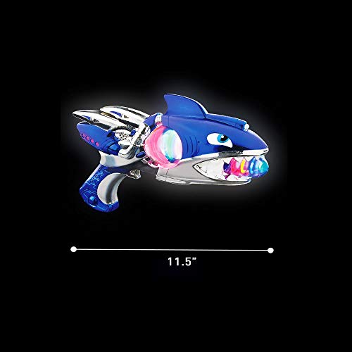 Mozlly Super Spinner Light Up Flashing Lights and Sounds Blue Shark Blaster, 11.5 inch with Vibrations FX Batteries Included Alien Costume Rangers Cosplay Space Lazer Ray Gun Prop Toy for Kids Boys