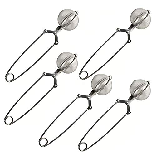 5 Pack Snap Ball Tea Strainer with Handle, Loose Leaf Tea Mesh Stainless Steel Ball Shape Tea Infuser and Filters