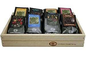 Daybreak Petite Coffee Gift Crate, Coffee Beanery, Gourmet Coffee Gift Basket, 8 - One Pot Samples, Light to Dark Roasts