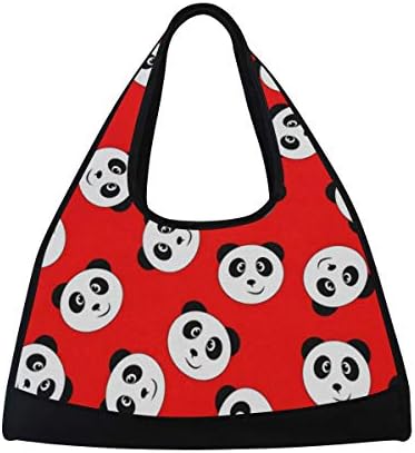 Gym Bag Smiling Panda Women Yoga Canvas Duffel Bag Tennis Racket Tote Bags