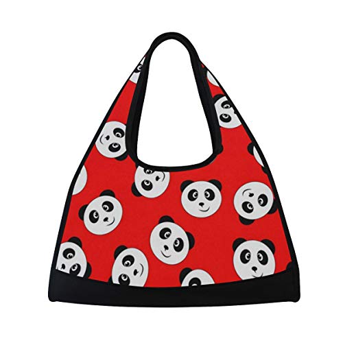 Gym Bag Smiling Panda Women Yoga Canvas Duffel Bag Tennis Racket Tote Bags