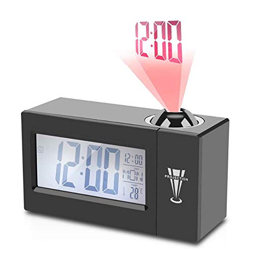 Leegoal Digital Alarm Clock, LED Acoustic Projection Alarm Clock, Children Sleep Training Clock Alarm Temperature Display Night Light Clock