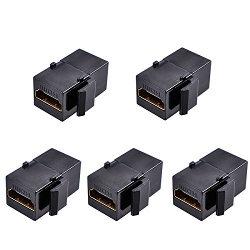 UCEC HDMI Female to Female Inline Keystone Coupler, Snap-in for Wallplate-Pack of 5
