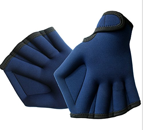 Hosaire Swim Gloves Aquatic Fitness Water Resistance Training Aqua Fit Webbed Gloves Blue