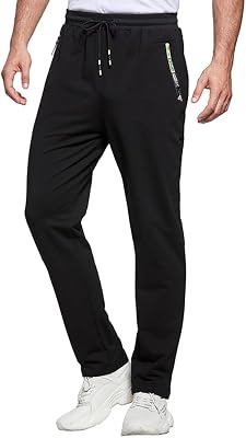 Pantalon Chandal Hombre Deportivos Hombres Pantalones Casuales de Holgado Rectos Jogger con Bolsillos de Cremallera Negro XL