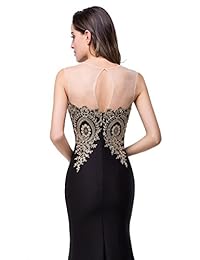 Babyonline - Apliques de encaje para mujer, sirena formal, largos vestidos de fiesta de noche