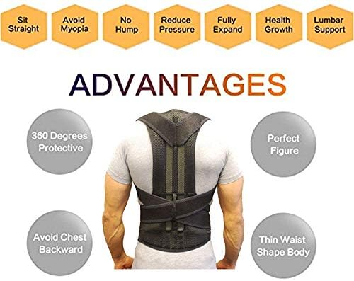 Thoracic Back Brace with Magnets to Relieve Spine Pain - Relief Shirt Posture Corrector for Women and - Men Tension Shirt - Pain Relief Back Band (L:Waist Length fits 35.4-41.3")