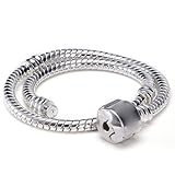 RUBYCA 10pcs 7.5" White Silver Plated Clasp European Snake Chain Charm Bracelet fit Charm Beads DIY