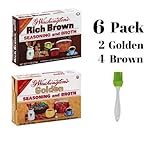 G Washington's Seasoning and Broth - 2 Golden 1 oz and 4 Rich Brown 1.1 oz (Variety 6 Pack) with Silicone Basting Brush in a Prime Time Direct Sealed Bag
