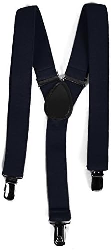 PenSan Boys Funky Desig Solid Color Adjustable Elastic Y-Back Clip Suspenders (Navy)