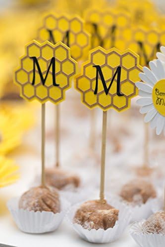 Bumble Bee Cupcake toppers Beehive, Personalized Monogram (set of 20)