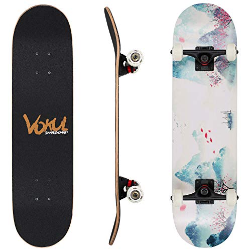 VOKUL Complete Skateboard for Kids Boys Girls Beginners - 31" X 8" inch Standard Skateboard with 7 Layer Maple Double Kick Concave Cruiser Skateboard with Beauty Pattern for Kids Youths Adults - Thumbnail 7