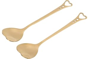 2Pcs Heart Shaped Spoons, 5.5inch Stainless Steel Dessert Spoons, Small Coffee Sugar Spoon for Cake, Tea, Ice Cream, Fruit an