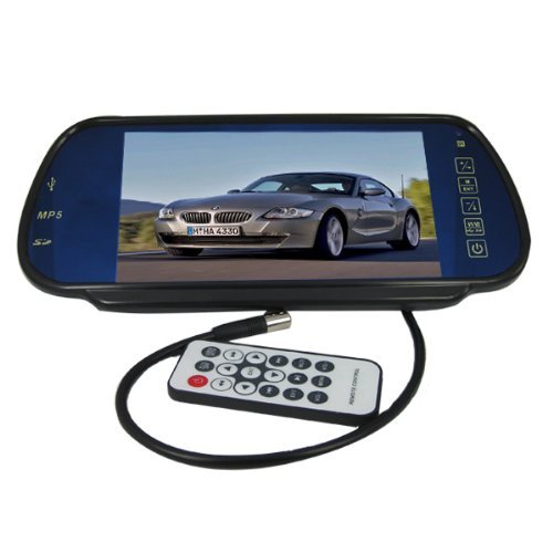 BW 7" TFT LCD Color Screen HD 800 x 480 Pixels Car Rear View Mirror Car MP5 Monitor 2 AV Input and 2 Channel Stereo Audio Output, Support Playing Video or Audio Files From SD Card and USB Flash Disk