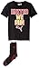 PUMA Big Boys' Graphic Tee and Sock, Puma Black1, Medium (10/12)