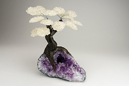 Astro Gallery Of Gems XL Quartz Clustered Gemstone Tree (16 petals) on Amethyst Matrix
