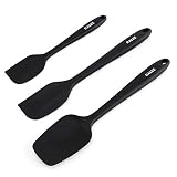 Silicone Spatula Set 3 Piece-Mini, Large Rubber Scraper& Spoonula 500F Heat Resistant With Stainless Steel Filler For Cooking Baking And Mixing (Red) By DALUZ