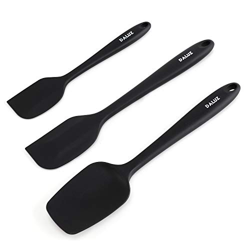 Silicone Spatula Set 3 Piece-Mini, Large Rubber Scraper& Spoonula 500F Heat Resistant With Stainless Steel Filler For Cooking Baking And Mixing (Red) By DALUZ