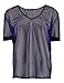 Haoduoyi Womens V Neck Metallic Shimmer Mesh Perspective Half Sleeve T Shirt Top(L,Blue)