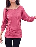 Allegra K Ladies Buttons Decor Front Batwing Top