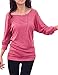 Allegra K Lady Boat Neck Batwing Sleeve Buttons Decor Blouse L Fuchsia