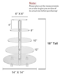 Jusalpha Large 5-Tier Acrylic Round Wedding Cake