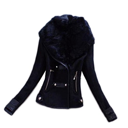 Women Slim V Neck Faux Fur Lapel Collar Wool Blend Short Coat Jacket Outerwear Women Slim V Neck Faux Fur Lapel Collar Wool Blend Short Coat Jacket Outerwear