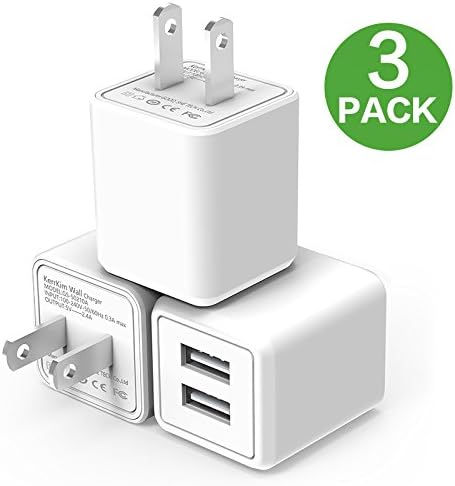 USB Wall Charger,Dual Port Rapid Speed Compact Universal USB Power Adapter Wall Charger Compatible with Apple iPhone X/ 8/ 8 Plus/ 7/ 7 Plus/ Samsung Galaxy/ Nexus/ LG/ HTC &amp; more White (3-PACK)