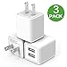 USB Wall Charger,Dual Port Rapid Speed Compact Universal USB Power Adapter Wall Charger Compatible with Apple iPhone X/ 8/ 8 Plus/ 7/ 7 Plus/ Samsung Galaxy/ Nexus/ LG/ HTC & more White (3-PACK)