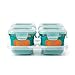 OXO Tot Glass Baby Blocks Food Storage Containers with Silicone Sleeves, Teal, 4 oz