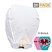Chinese Lanterns 22-Pack – 100% Biodegradable, Paper Sky Lantern – Japanese Lantern for Weddings, Celebrations, Memorial Ceremonies – White Flying Wish Lanterns, 2 Bonus Colourful Lanterns blue & pink