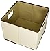 Household Essentials Storage Bin with Handles, Natural Canvas with Brown Trim