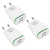 European Plug Adapter, Niluoya 3-Pack 2.1A/5V Europe USB Charger Plug Travel Power Adapter for iPhone Xs max XR X 8/7/6/6S Plus, iPad, Samsung Galaxy S6/S7/S8 Edge, HTC, LG, Moto, Kindle