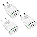 European Plug Adapter, Niluoya 3-Pack 2.1A/5V Europe USB Charger Plug Travel Power Adapter for iPhone Xs max XR X 8/7/6/6S Plus, iPad, Samsung Galaxy S6/S7/S8 Edge, HTC, LG, Moto, Kindle