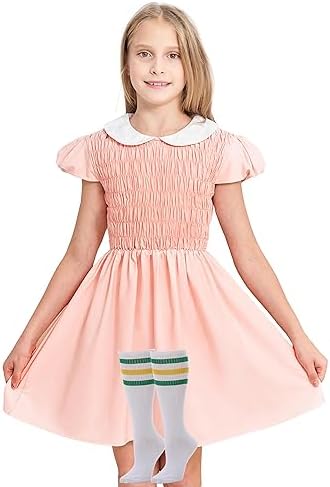 eleven halloween costume pink dress Stranger Things Eleven Pink Dress Deluxe Adult Costume Large (12-14)
