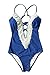 CUPSHE Women's Ladies Vintage Lace Bikini Set Beach Swimwear Bathing Suit One Piece Swimsuit, XL Blue