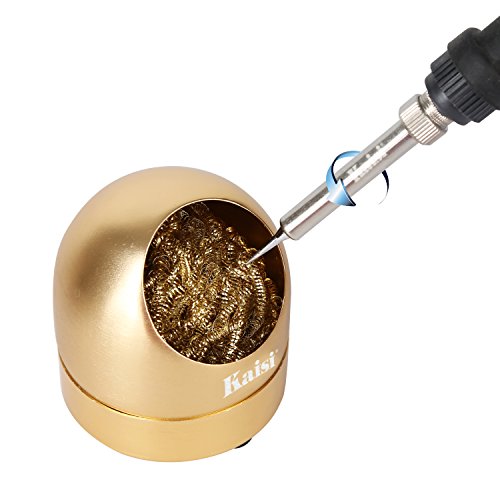 Kaisiking Soldering Iron Tip Cleaner Solder Tip Cleaning Wire and Holder Station Soft Coiled Brass with 3 Pcs Solder Tip Cleaning Wire and 1 Pcs Holder For Cleaning Soldering Irons and Tips
