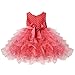 TiaoBug Baby Girls Flower Ruffled Princess Bowknot Wedding Pageant Christening Baptism Communion Party Dress Watermelon Red 12-18 Months