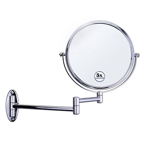 image for Gloriastar Wall Mount Makeup Mirror,1x/5x Magnification, 8-Inch,Chrome