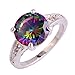 Psiroy 925 Sterling Silver Plated Simulated Rainbow Topaz Solitaire Promise Ring Size 7