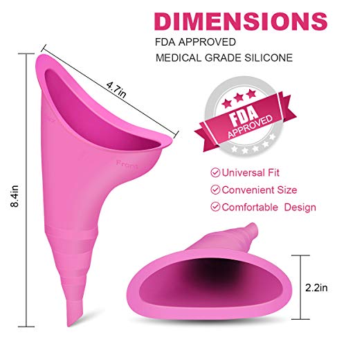 Cheetah Female Urination Device - Pee Standing Up - Reusable Portable Urinal for Women - Lightweight Design for Outdoor Activities - with Discreet Carry Bag-Pink