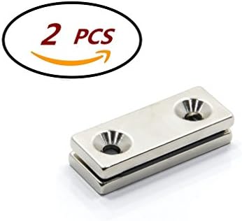 Square Double Hole Magnets With Screws， 2.0 inch 0.8 inch0.2 inch Rectangle Magnets, Home Magnet, Kitchen Magnets, Hanging Tools,Pack of 2
